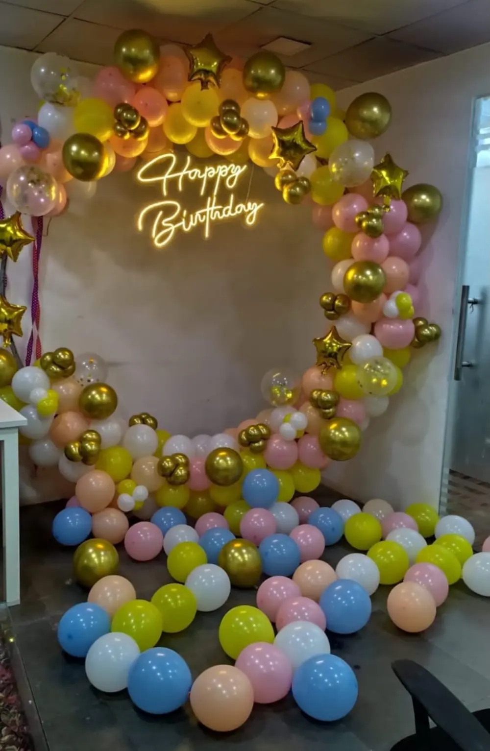 Neon Birthday Arch Setup — Adult Birthday Decoration in Lucknow