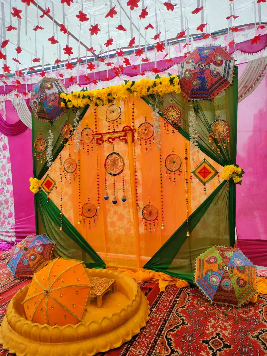 Traditional Haldi Marigold Decor in Lucknow